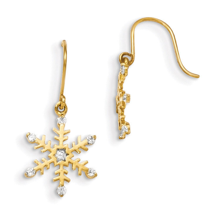 CZ Children&#39;S Snowflake Dangle Earrings 14k Gold GK848, MPN: GK848, 191101367472
