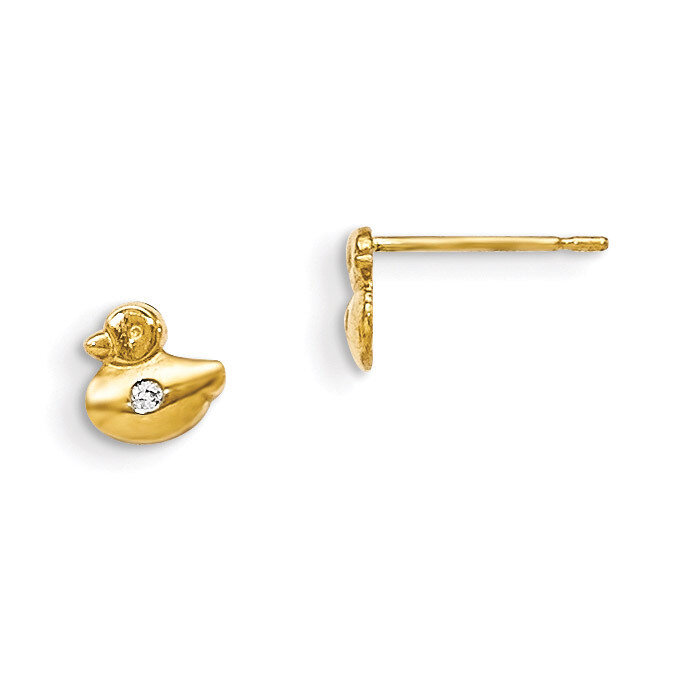 CZ Children&#39;S Duck Post Earrings 14k Gold GK849, MPN: GK849, 191101368547