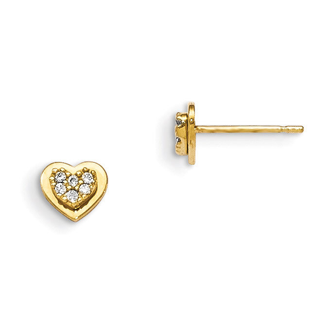 CZ Children&#39;S Heart Post Earrings 14k Gold GK853, MPN: GK853, 191101454332