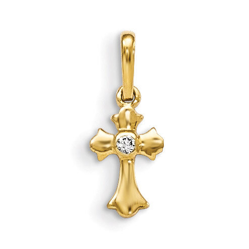 CZ Children&#39;S Cross Pendant 14k Gold GK870, MPN: GK870, 191101364426