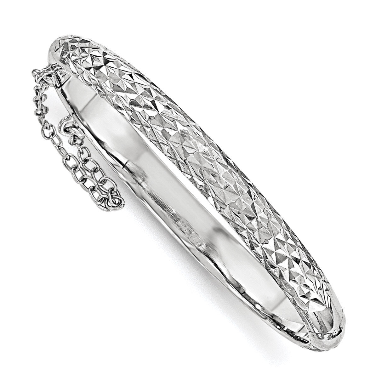 Safety Hinged Child&#39;S Bangle Sterling Silver Rhodium-plated Diamond-cut QB799, MPN: QB799, 19110147…