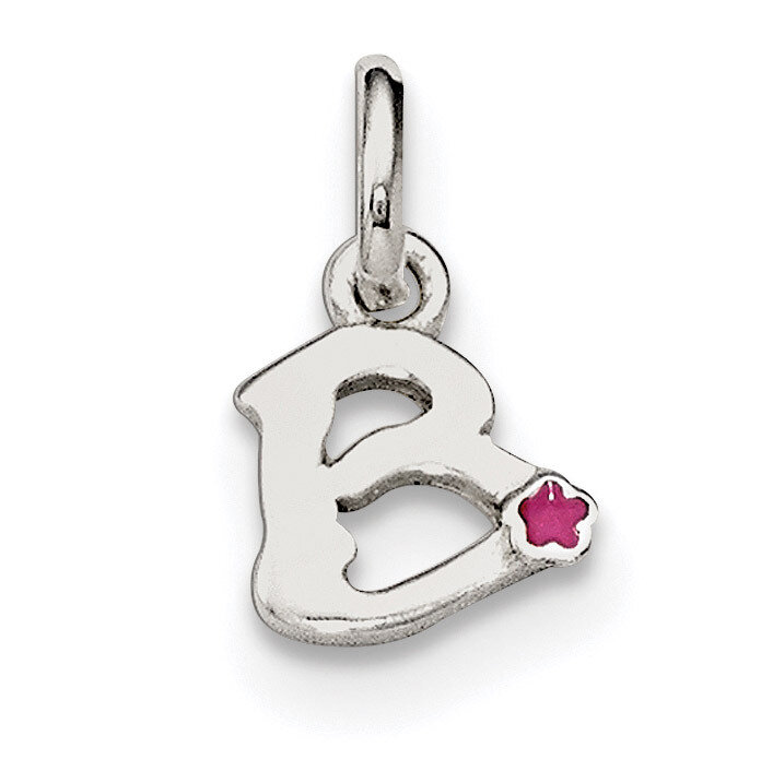 Letter B with Enamel Pendant Sterling Silver QC7935B, MPN: QC7935B, 191101393174