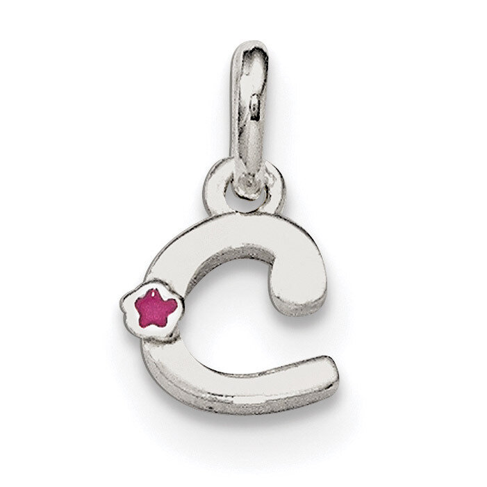 Letter C with Enamel Pendant Sterling Silver QC7935C
