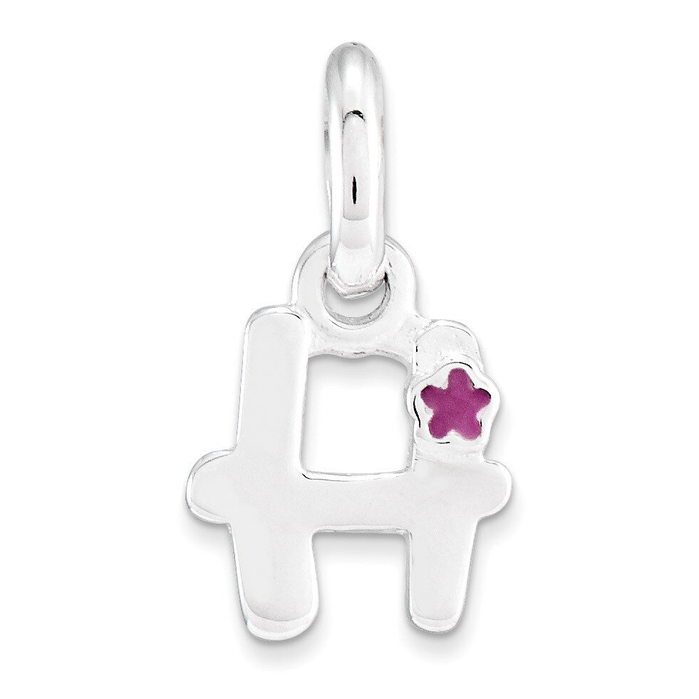 Letter H with Enamel Pendant Sterling Silver QC7935H, MPN: QC7935H, 191101467011