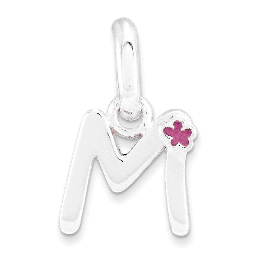 Letter M with Enamel Pendant Sterling Silver QC7935M
