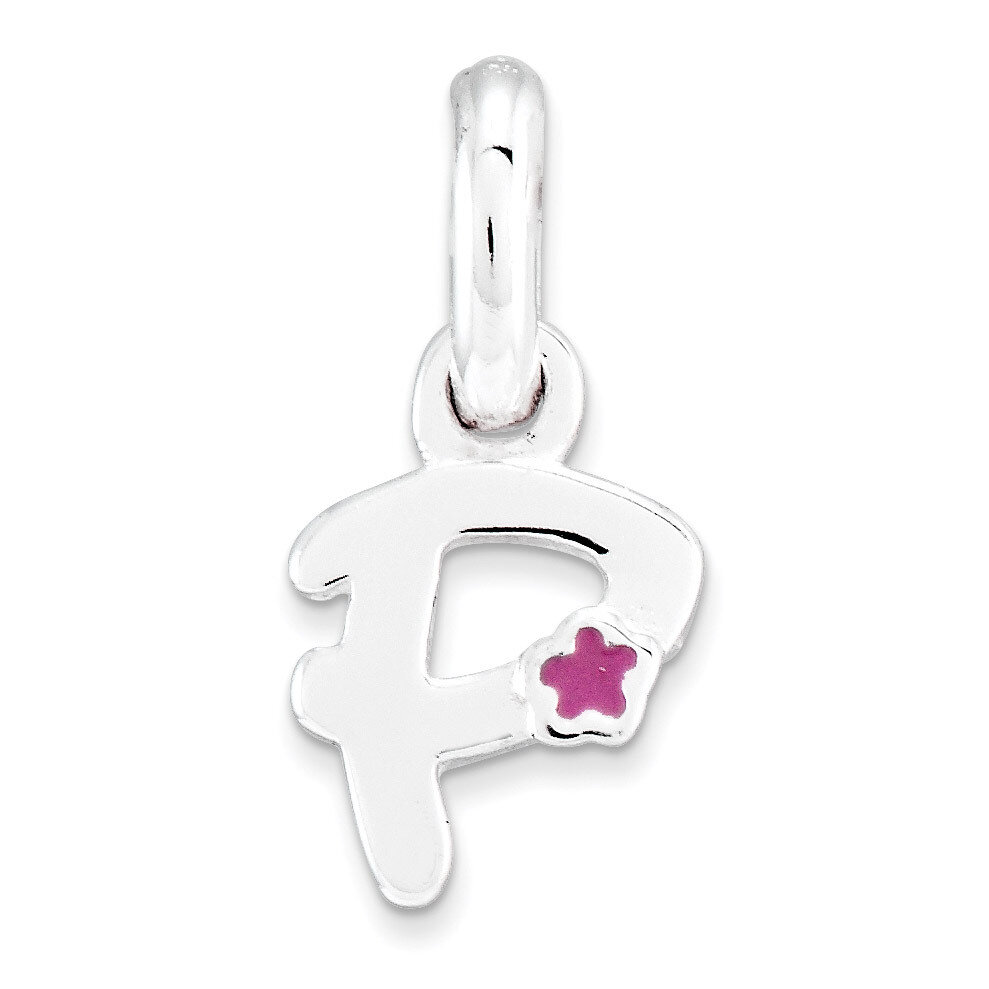 Letter P with Enamel Pendant Sterling Silver QC7935P