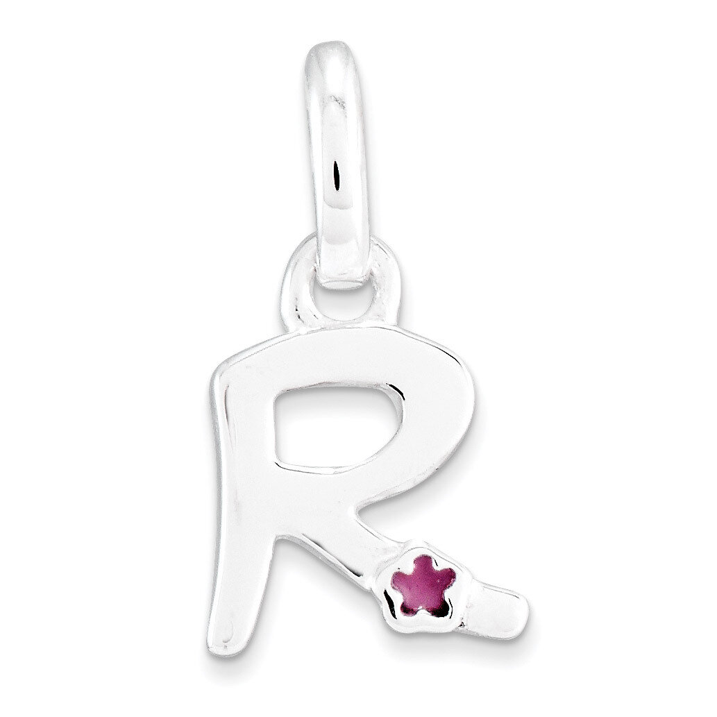 Letter R with Enamel Pendant Sterling Silver QC7935R