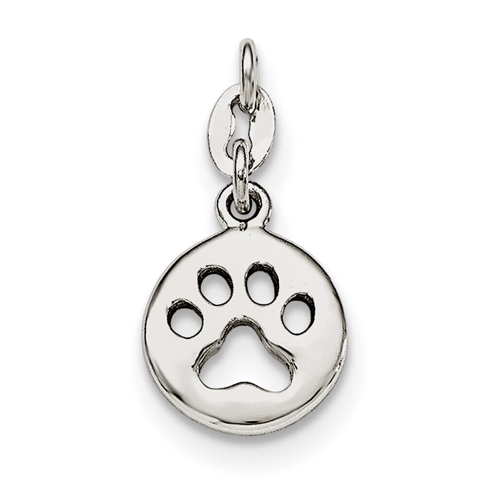 Round Paw Print Pendant Sterling Silver QC7938