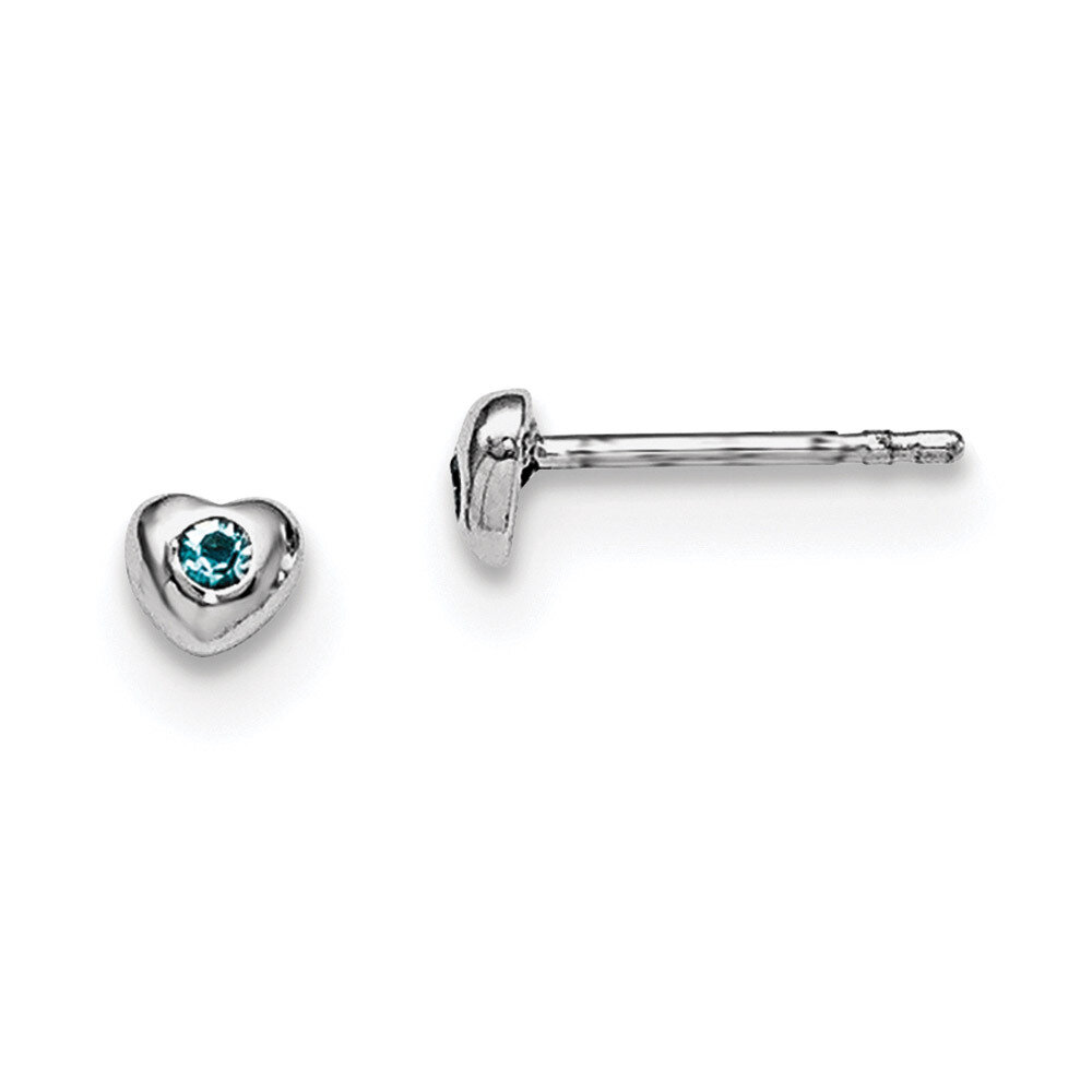 Child&#39;S Preciosca Crystal Mar Heart Earrings Sterling Silver Rhodium-plated QE11248MAR, MPN: QE1124…