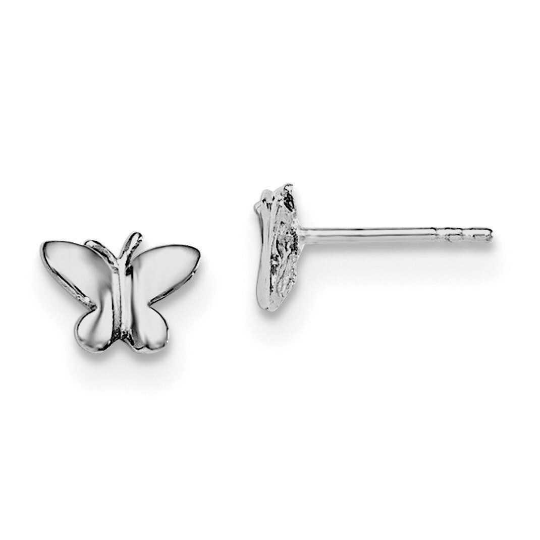 Child&#39;S Polished Butterfly Post Earrings Sterling Silver Rhodium-plated QE11251, MPN: QE11251, 1911…