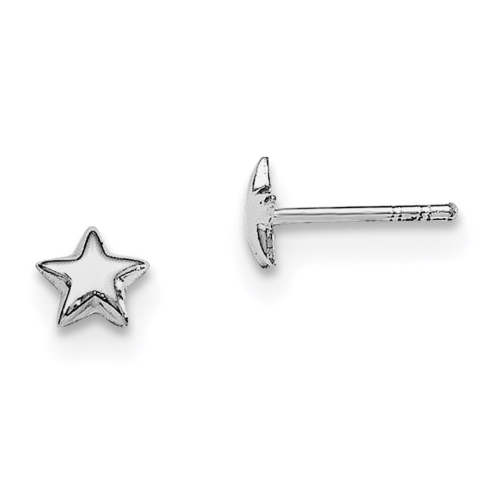 Child'S Polished Star Post Earrings Sterling Silver Rhodium-plated QE11252
