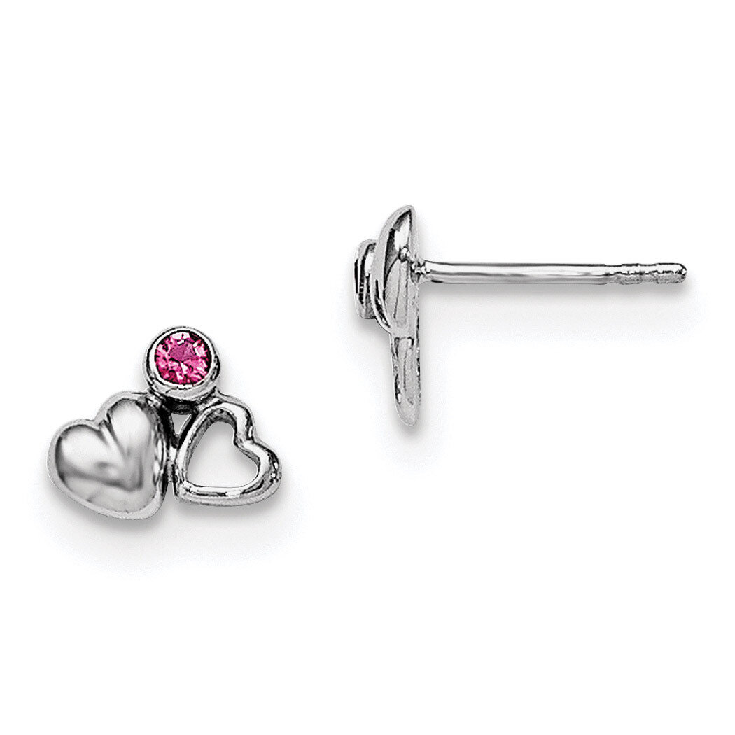 Child&#39;S Preciosca Crystal Heart Post Earrings Sterling Silver Rhodium-plated QE11259, MPN: QE11259,…