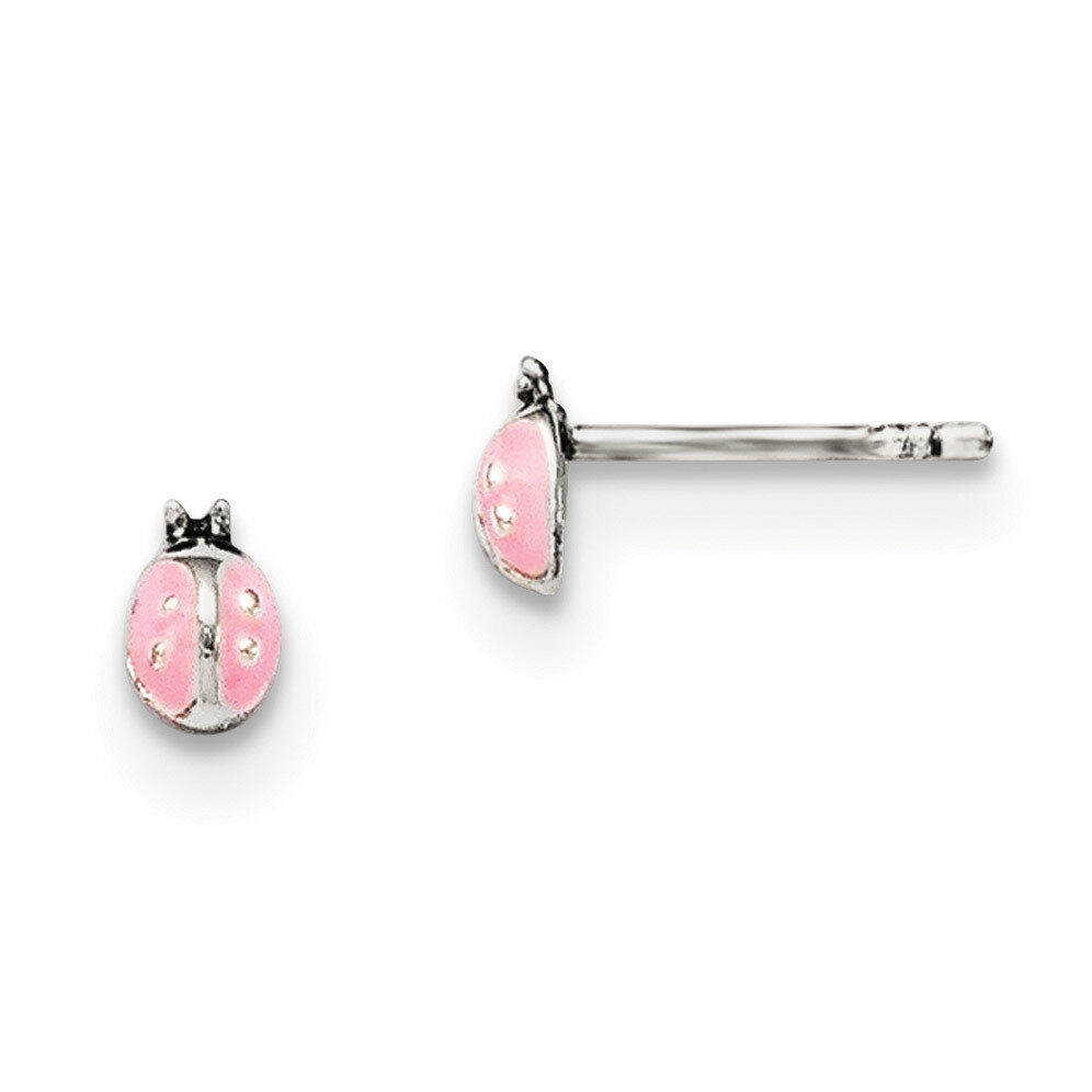 Pink Enamel Kid&#39;S Ladybug Post Earrings Sterling Silver QE11328, MPN: QE11328, 191101470554
