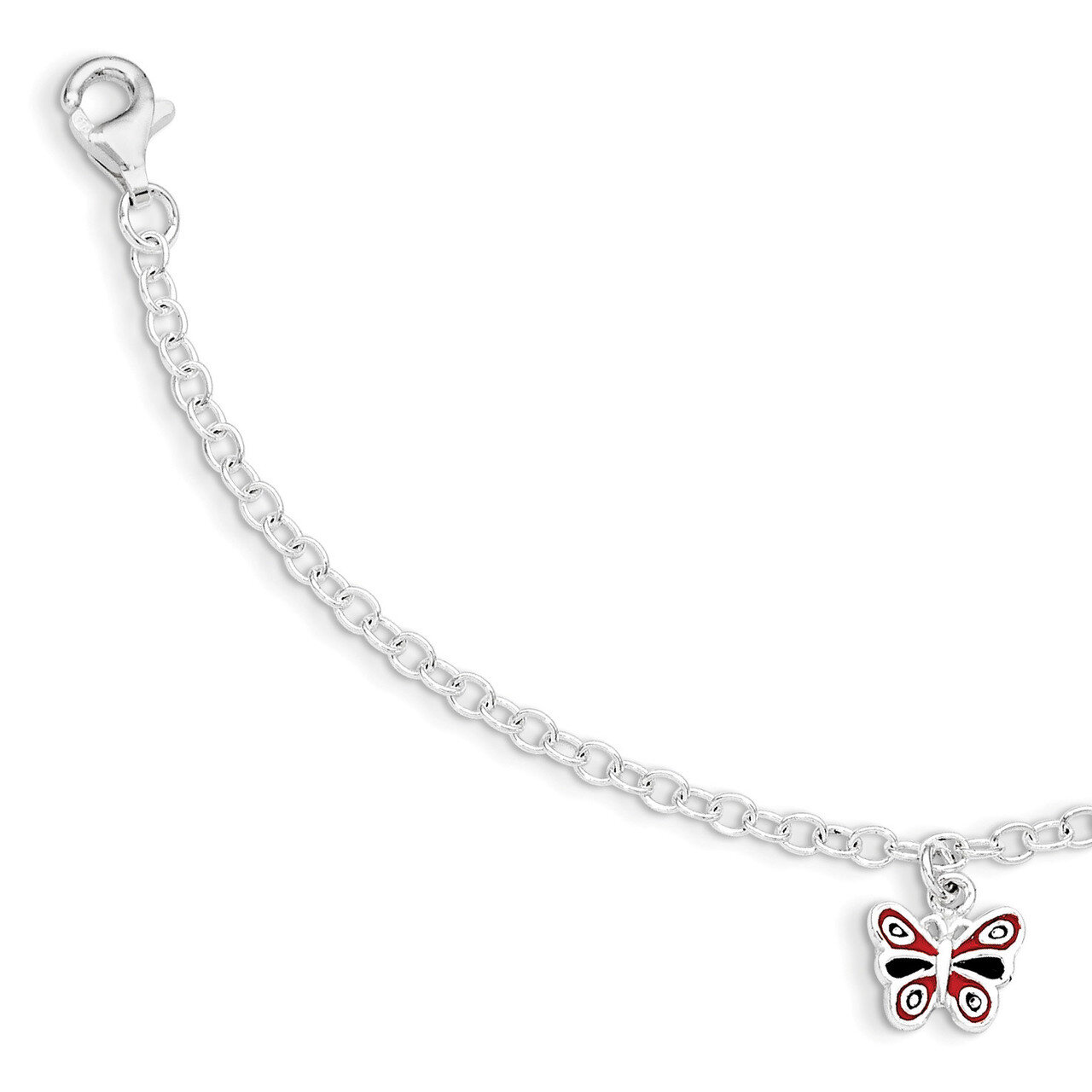 1.5 Inch Ext Enamel Butterfly Bracelet Sterling Silver QG3502-5.5, MPN: QG3502-5.5, 191101472534