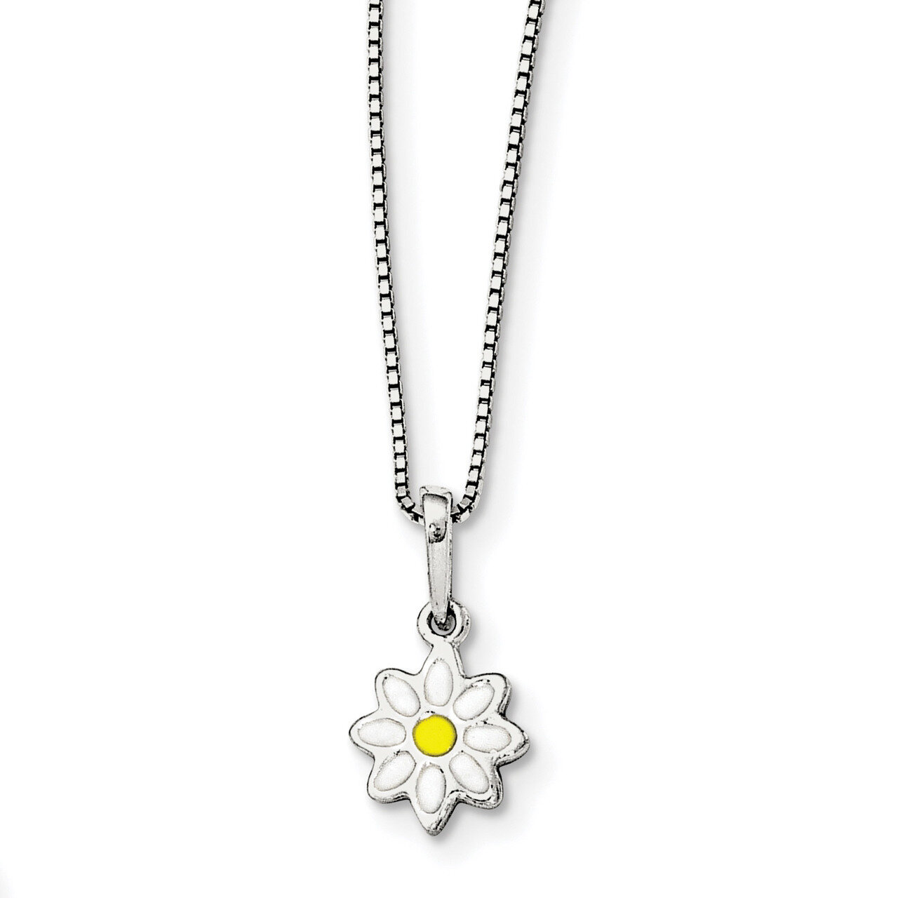 Enamel Flower 15 Inch Necklace Sterling Silver QG3532-15, MPN: QG3532-15, 191101472817