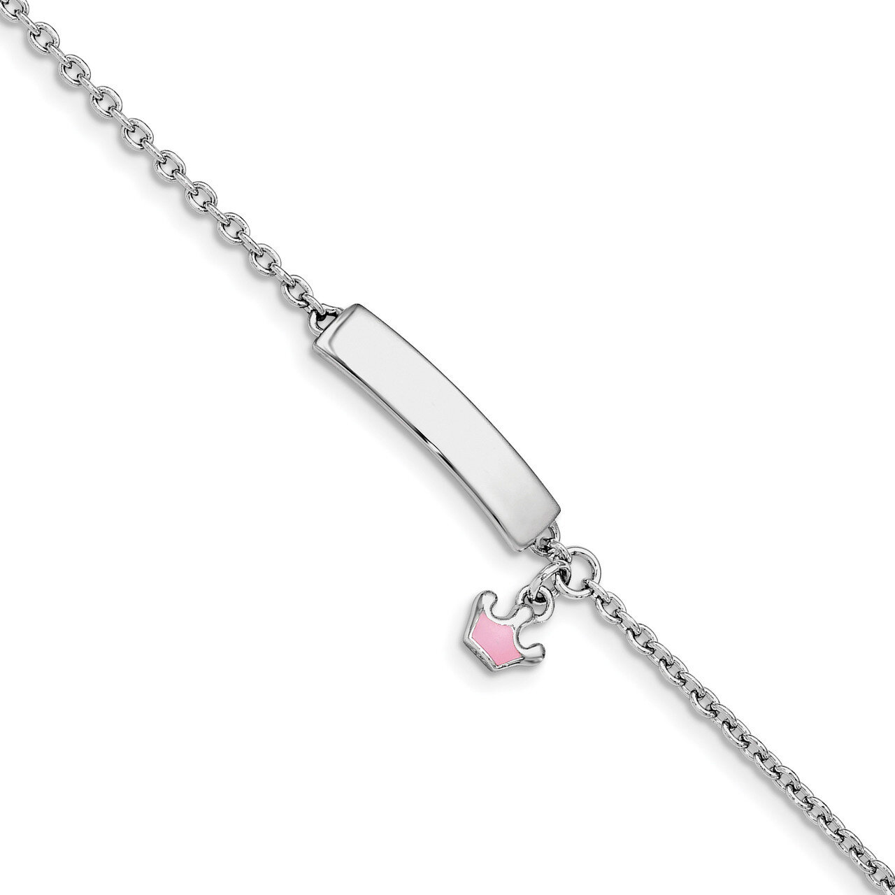 Enamel with 1 Inch Extender Lobster Clasp Bracelet Sterling Silver Rhodium-plated QG3538-6