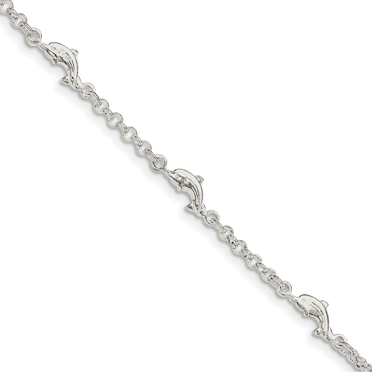 Dolphin Shapes with .5 Inch Ext. Children&#39;S Bracelet Sterling Silver QG3547-5.5, MPN: QG3547-5.5, 1…