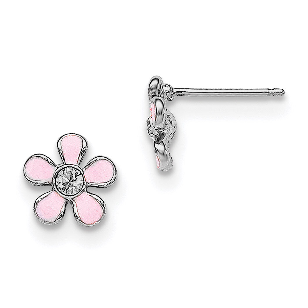 Enamel Swarovski Flower Earrings Sterling Silver Rhodium-plated QGK108, MPN: QGK108, 191101111068