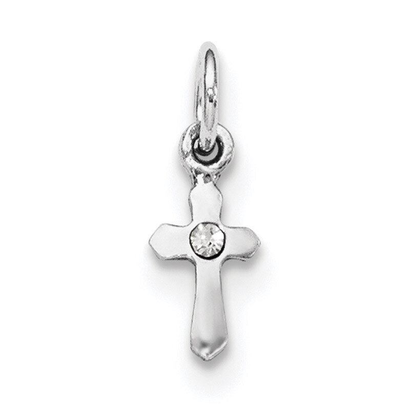 Child&#39;S Preciosca Crystal Apr Cross Pendant Sterling Silver Rhodium-plated QP4033APR, MPN: QP4033AP…