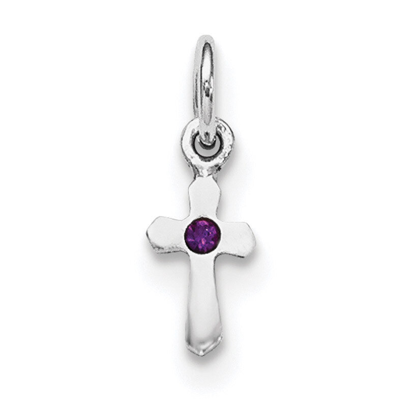 Child&#39;S Preciosca Crystal Feb Cross Pendant Sterling Silver Rhodium-plated QP4033FEB, MPN: QP4033FE…