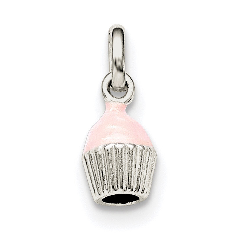 Children&#39;S Pink Enameled Cupcake Pendant Sterling Silver QP4061, MPN: QP4061, 191101470868
