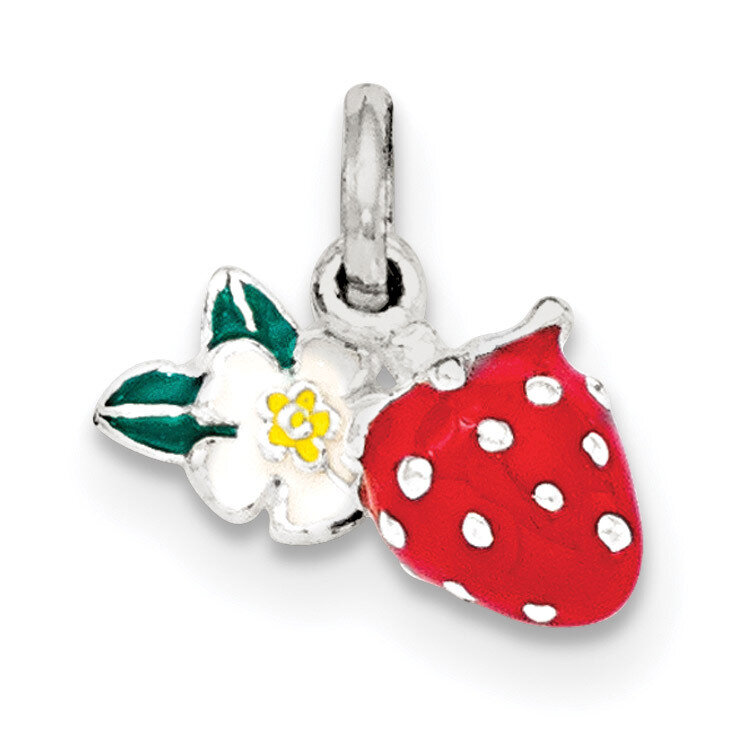 Enamel Kid&#39;S Flower and Strawberry Pendant Sterling Silver QP4074, MPN: QP4074, 191101470349