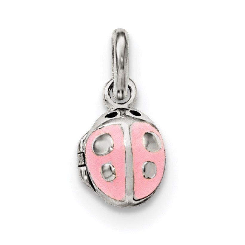 Pink Enamel Ladybug Locket Pendant Sterling Silver QP4083