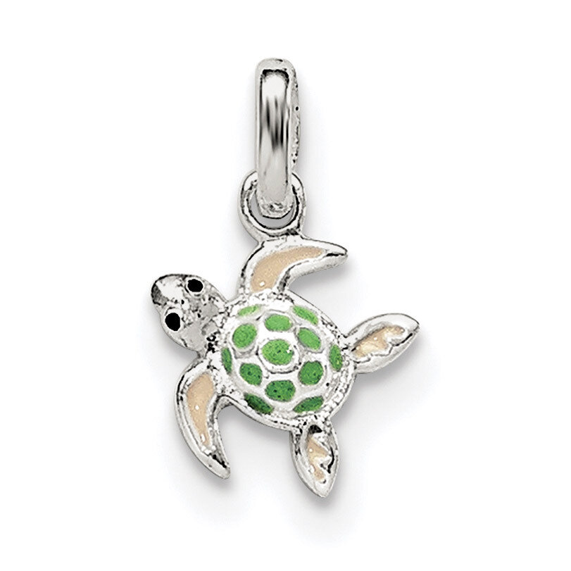 Children'S Enameled Sea Turtle Pendant Sterling Silver QP4101