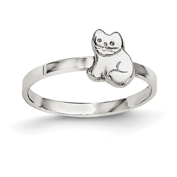 Child&#39;S Polished Kitty Cat Ring Sterling Silver Rhodium-plated QR5959-3, MPN: QR5959, 191101193354