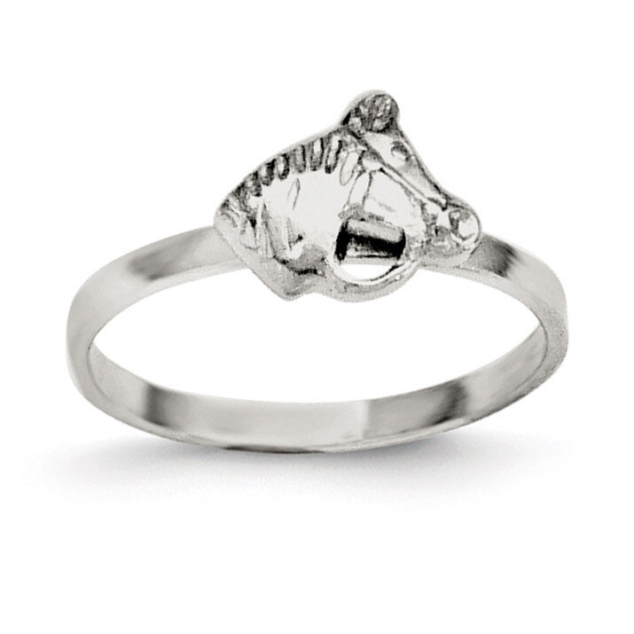 Child'S Polished Horse Ring Sterling Silver Rhodium-plated QR5963-3