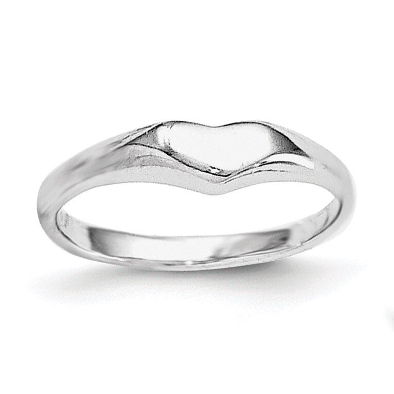 Child'S Polished Heart Ring Sterling Silver Rhodium-plated QR5966-3
