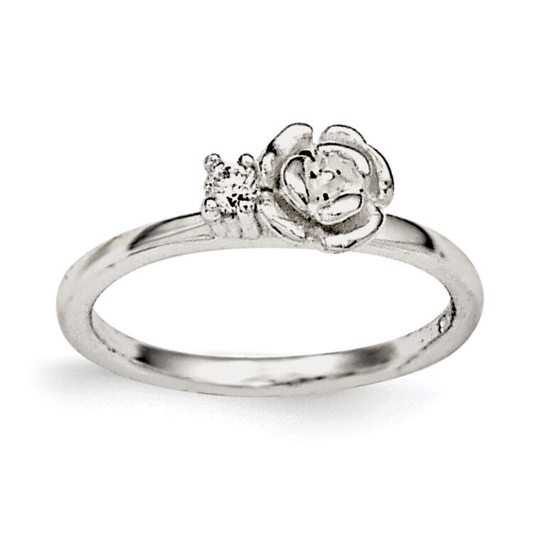 Clear CZ Rose Kid&#39;S Ring Sterling Silver QR5978-3, MPN: QR5978, 191101469541