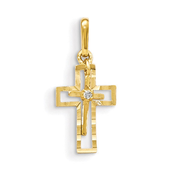 CZ Diamond-Cut Children&#39;S Cross Pendant 14k Gold YC1127, MPN: YC1127, 191101455438