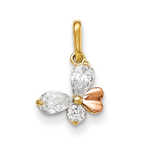 CZ Children&#39;S Butterfly Pendant 14k Yellow and Rose Gold YC1158, MPN: YC1158, 191101455452