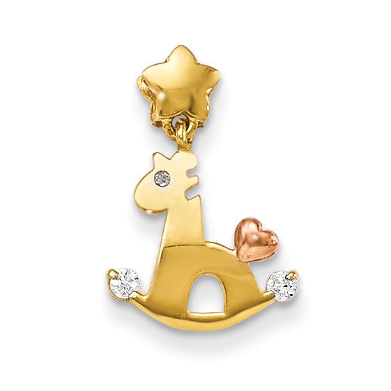 CZ Children&#39;S Rocky Horse Pendant 14k Yellow and Rose Gold YC1161