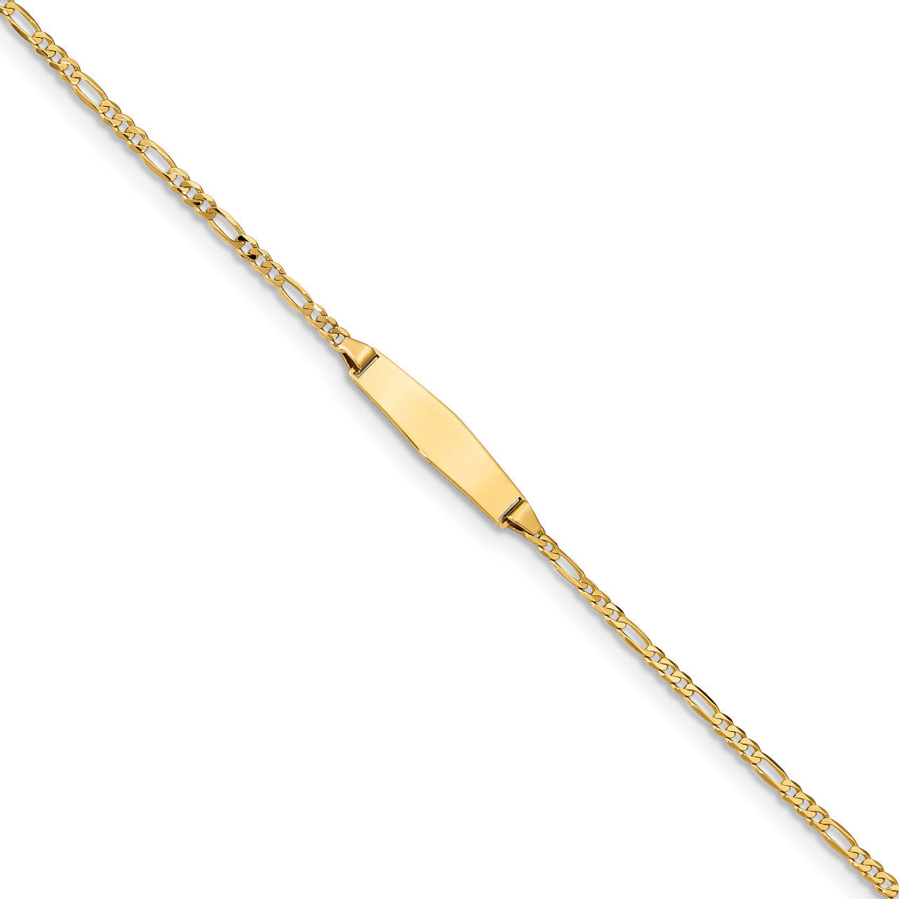 Baby Soft Diamond Shape Id Figaro Bracelet 14k Gold Engravable FIG060IDC-6