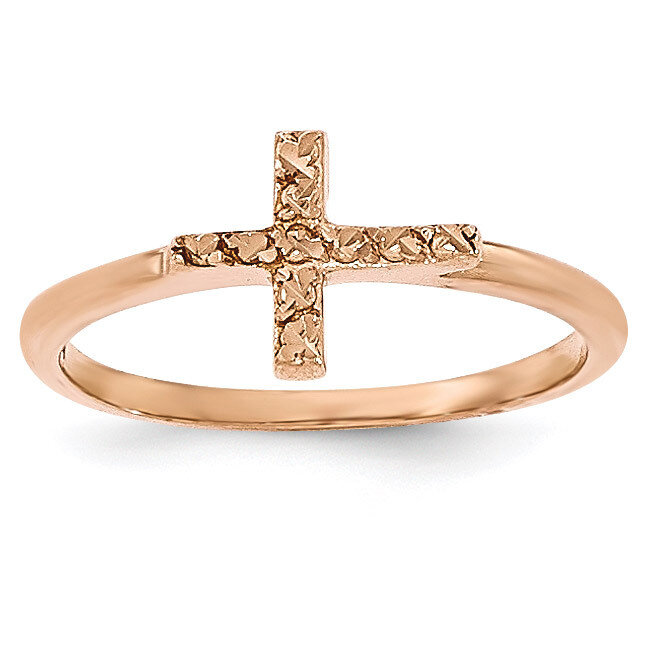 Polished &amp; Diamond-Cut Cross Ring 14k Rose Gold K5723, MPN: K5723, 883957265193