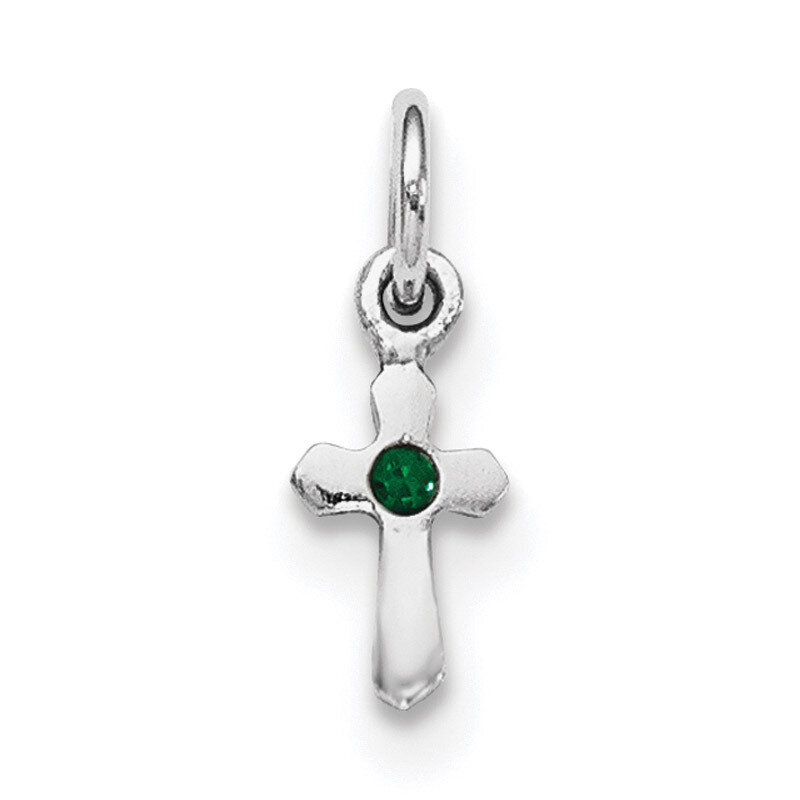 Child&#39;S Preciosca Crystal May Cross Pendant Sterling Silver Rhodium-plated QP4033MAY, MPN: QP4033MA…