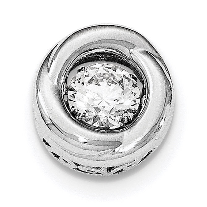 Platinum-Plated Polished Vibrant CZ Circle Pendant Sterling Silver QP4390, MPN: QP4390, 191101364020