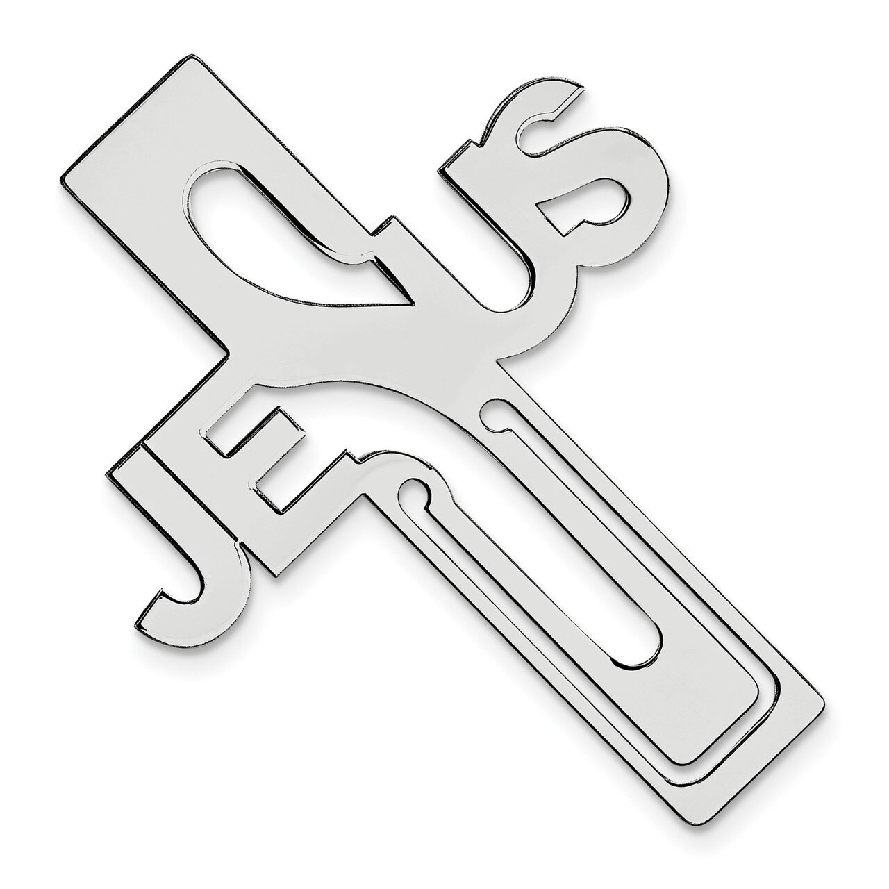 Jesus Cross Bookmark Sterling Silver Rhodium-plated QQ589