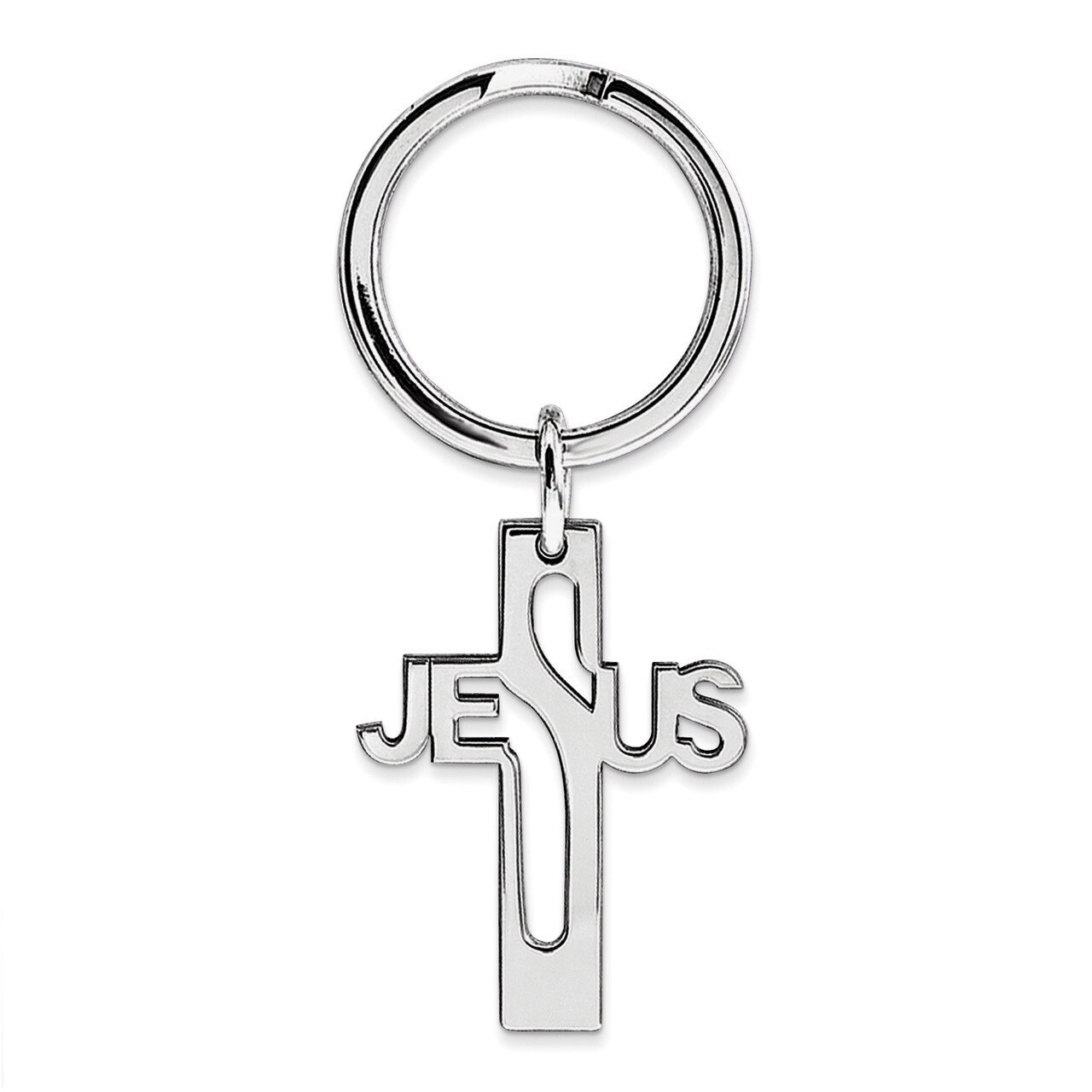 Jesus Cross Key Ring Sterling Silver Rhodium-plated QQ590, MPN: QQ590, 886774561684