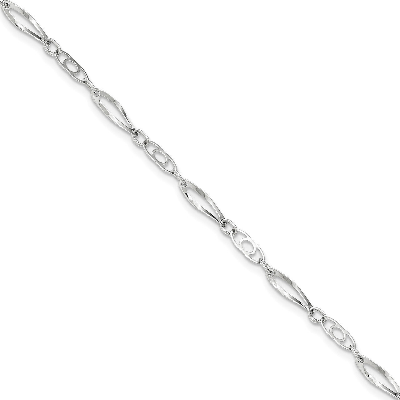 7 Inch Polished Fancy Link Bracelet 14k White Gold SF2205-7