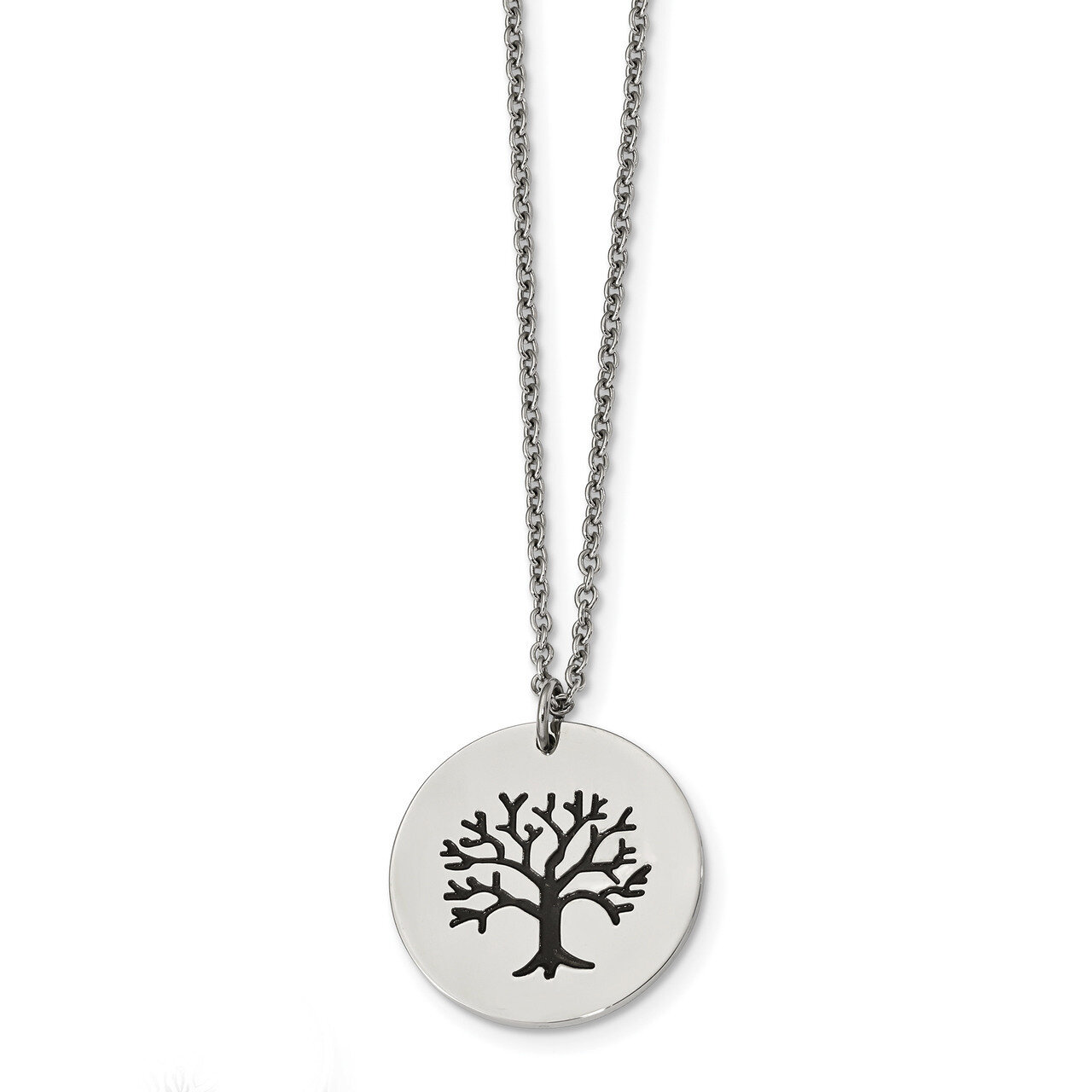 Enameled Family Tree Of Life 22 Inch Necklace Stainless Steel Polished Engravable SRN2437-22, MPN: …