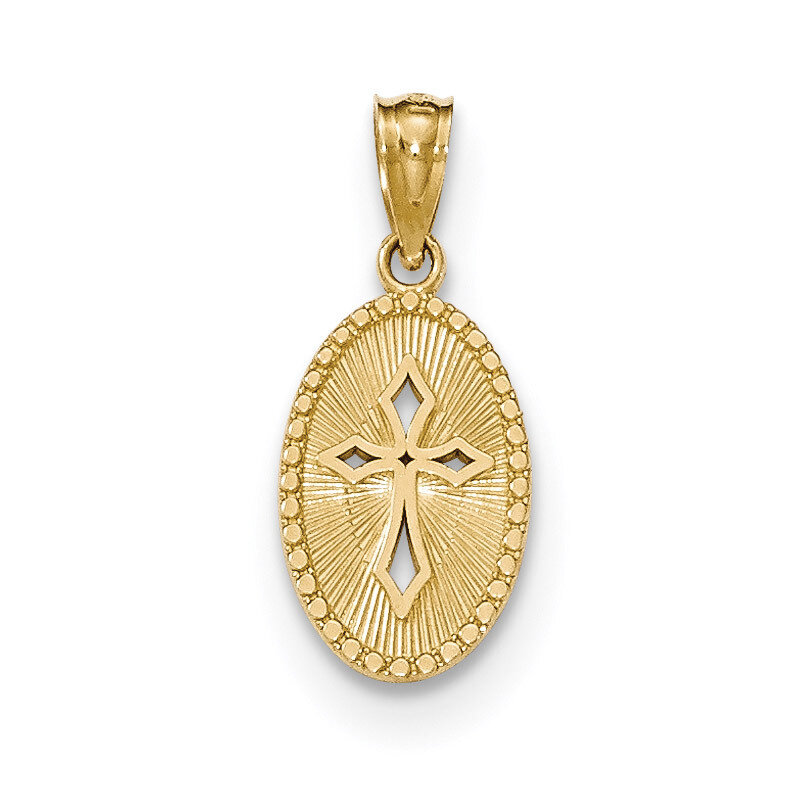 Small Cross Medal Pendant 14K Gold Polished XR1502, MPN: XR1502, 191101367243