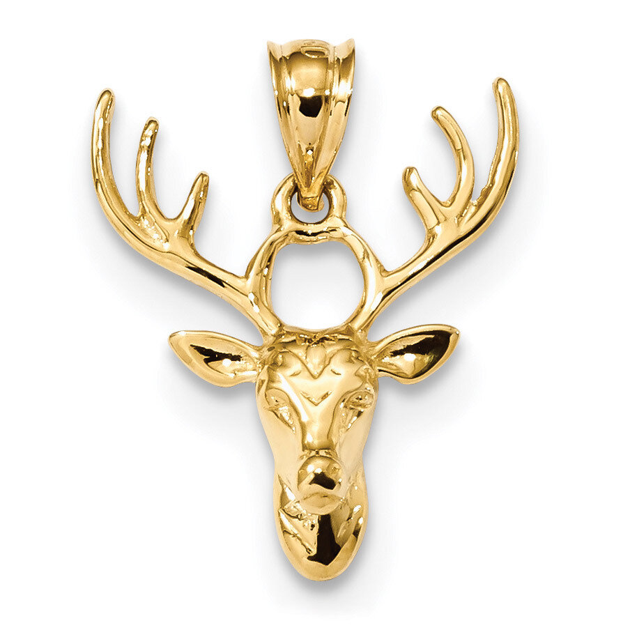 Polished Deer Head Pendant 14k Gold K5999