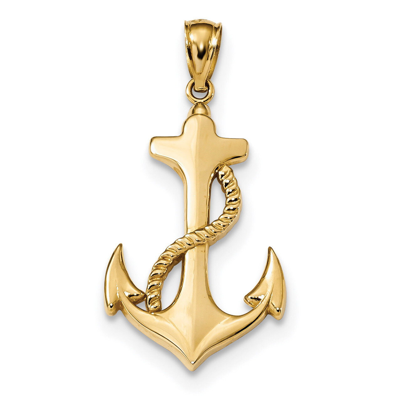 Polished Anchor with Rope Pendant 14k Gold K6100, MPN: K6100, 883957733333