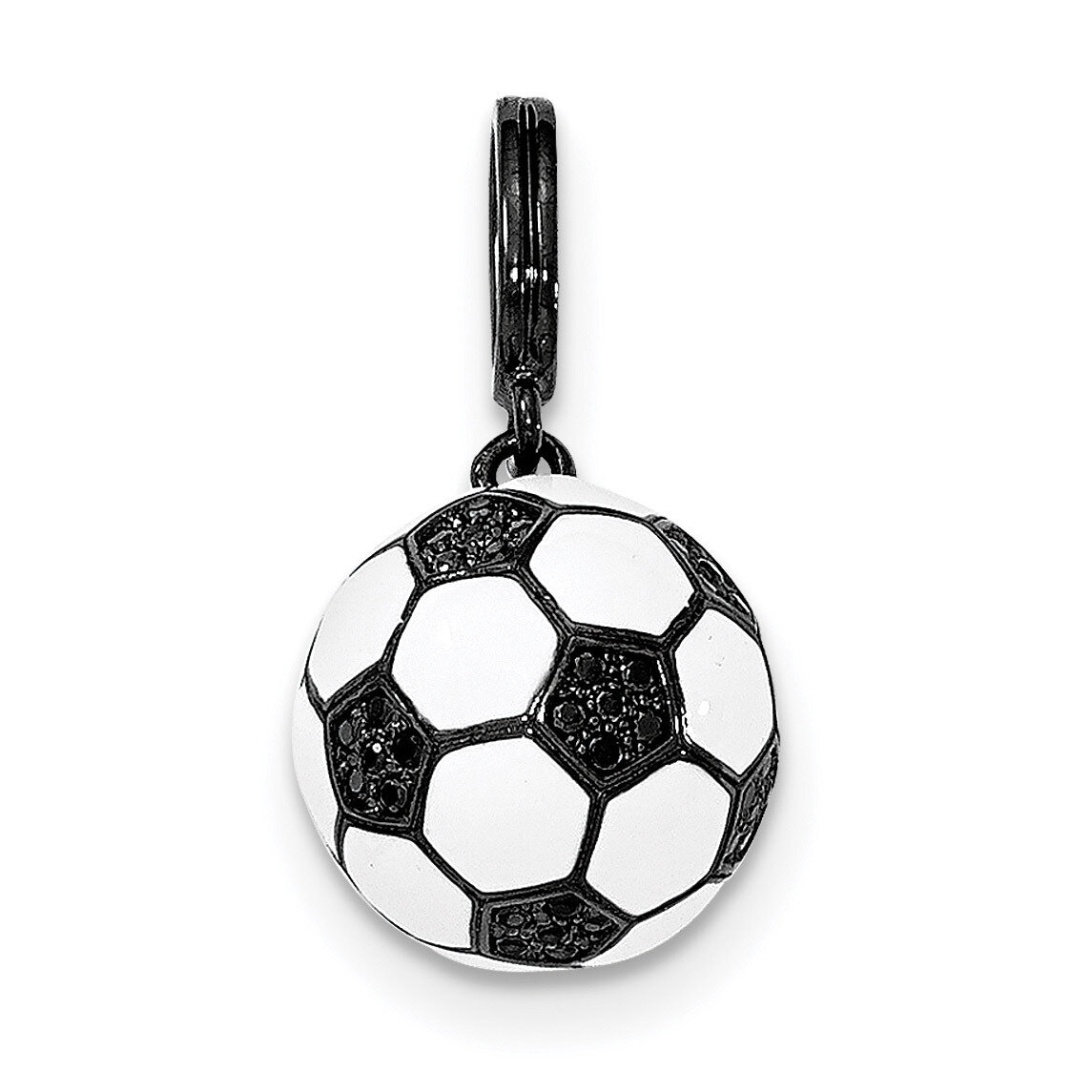 CZ 3D Soccer Ball Pendant Sterling Silver Rhodium-plated QC8838, MPN: QC8838, 191101359163