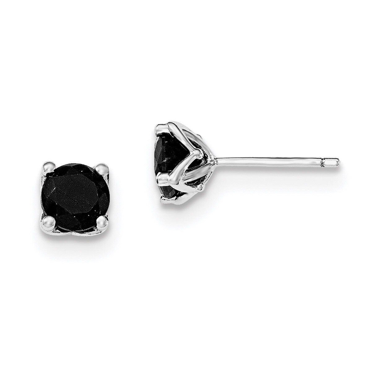Black Sapphire Post Earrings Sterling Silver Rhodium-plated QE12161, MPN: QE12161, 191101038839