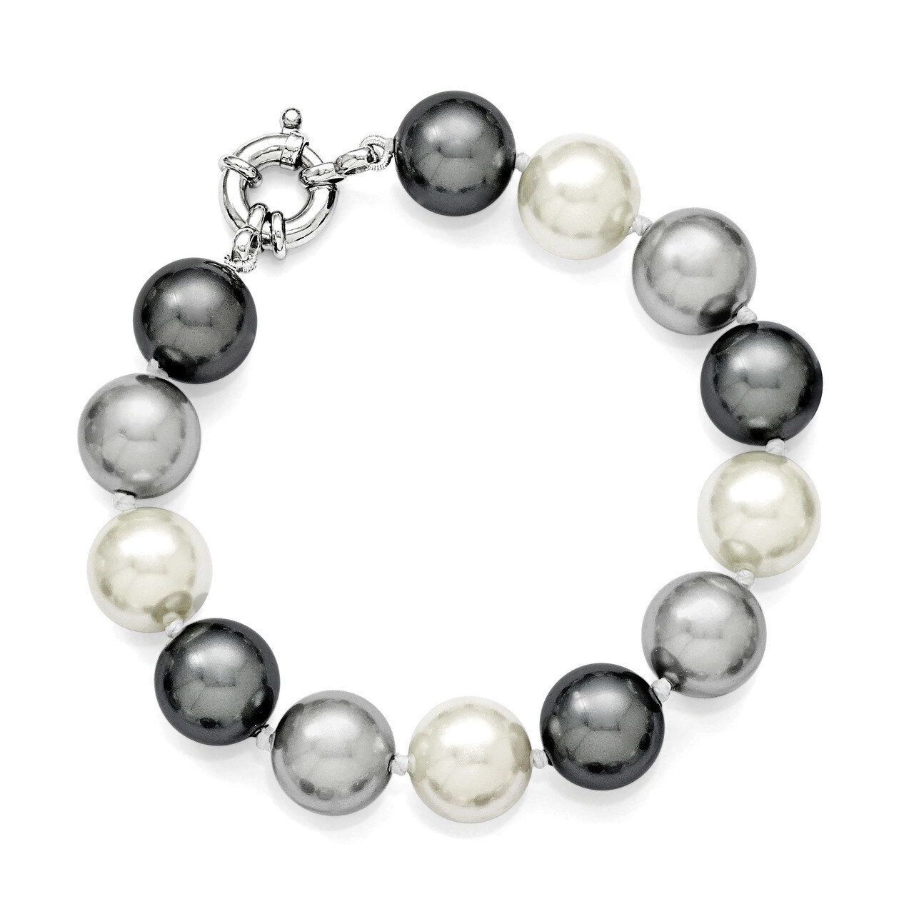 12-13Mm Multi-Color Shell Bead Bracelet Sterling Silver QMJB129MX-7.5, MPN: QMJB129MX-7.5, 88677429…