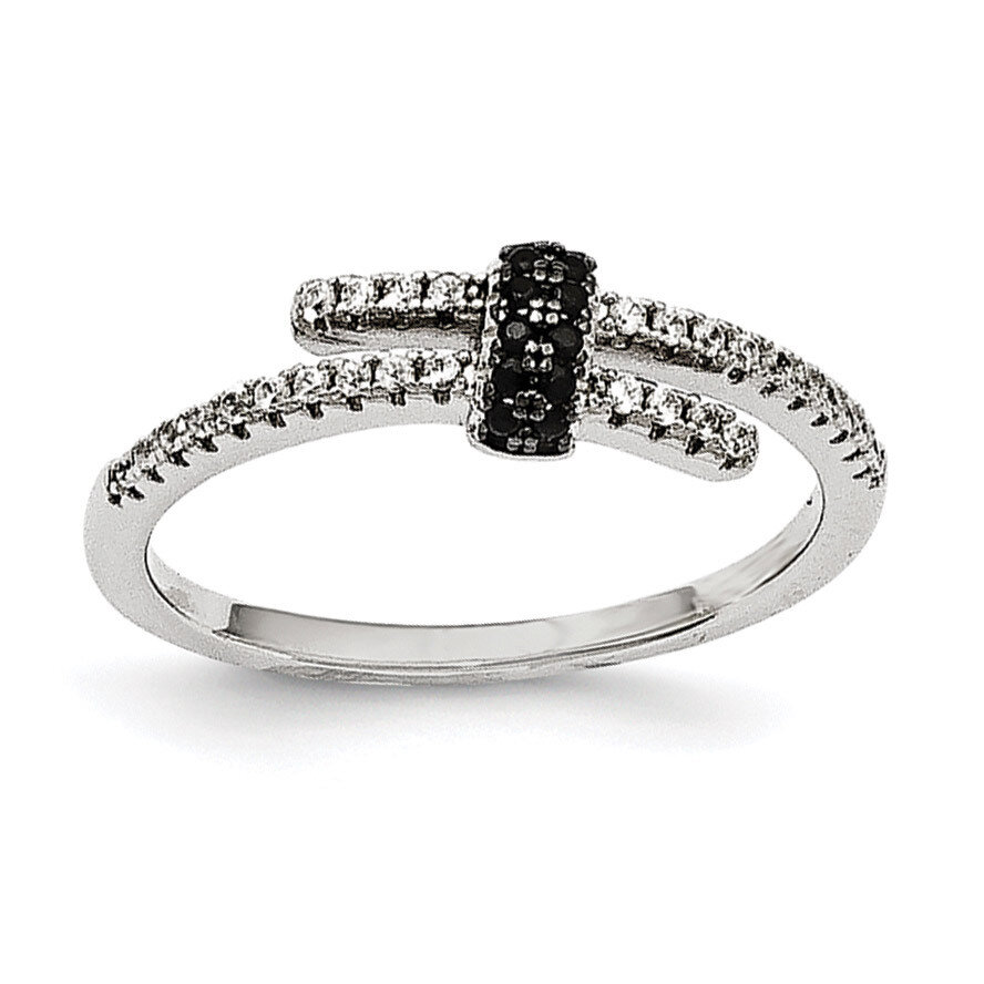 Black Spinel &amp; CZ Ring Sterling Silver QMP1457-6, MPN: QMP1457, 191101075643